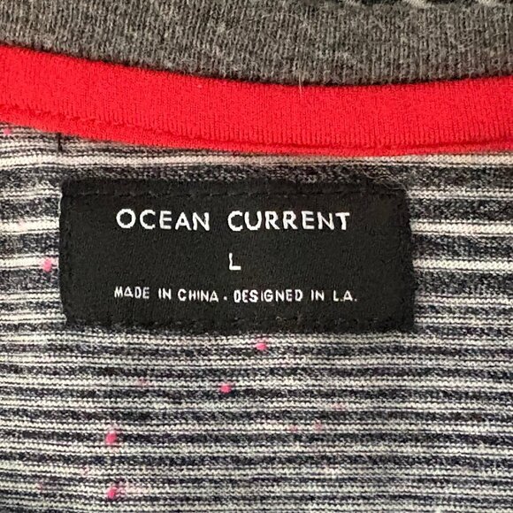 🦃 Ocean Current Grey White Striped Shirt Boys Large - Picture 6 of 6